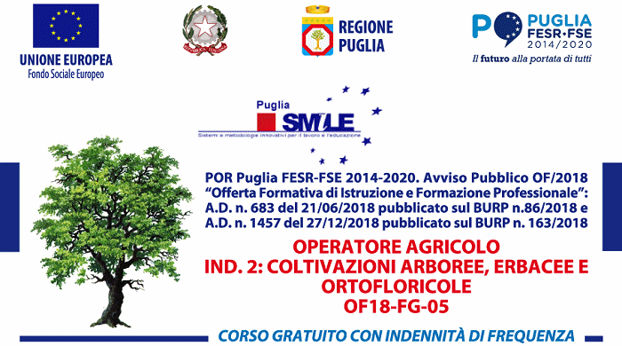 CORSO GRATUITO TRIENNALE OPERATORE AGRICOLO